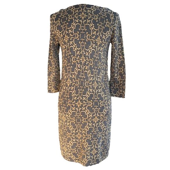 J. McLaughlin Metallic Scroll Long Sleeve Dress XS - Picture 6 of 8